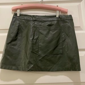 Military Green Leather Skirt